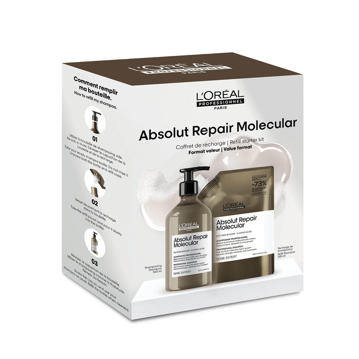 Duo bouteille et recharge Shampoing Absolut Repair Molecular 2x500 ml