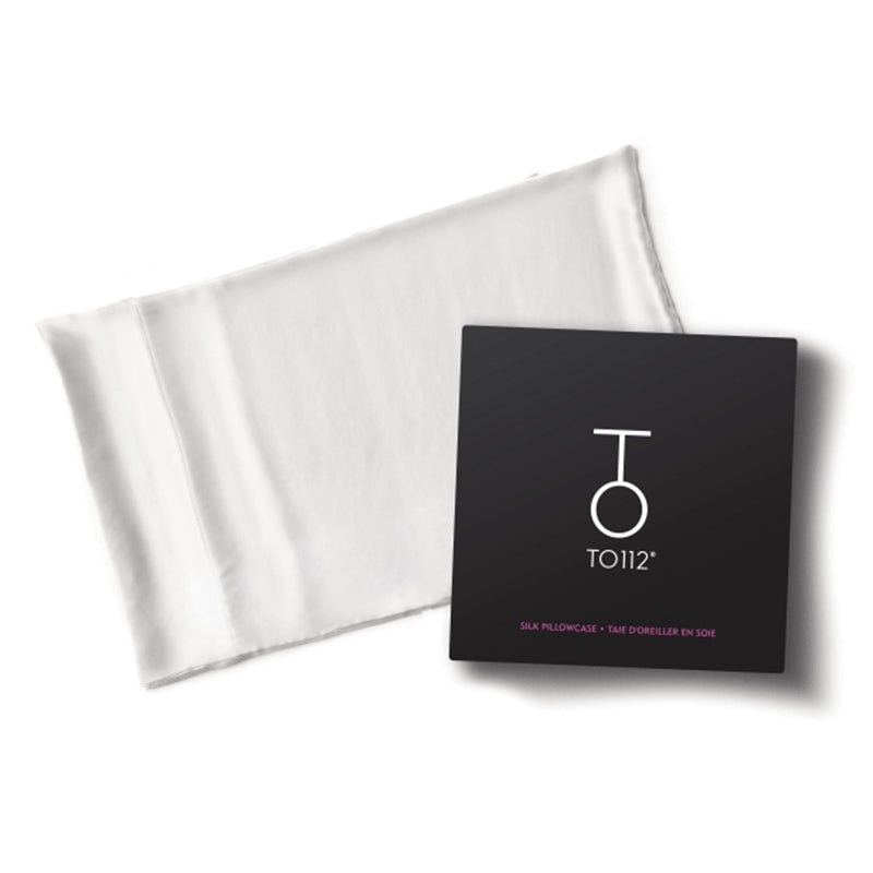 Taie d'oreiller en soie blanche 50 x 82 cm