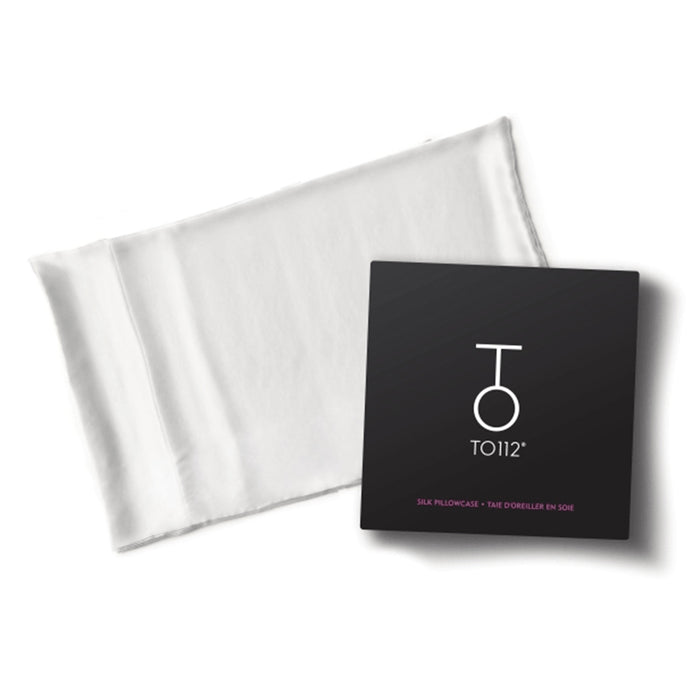 Taie d'oreiller en soie blanche 50 x 82 cm